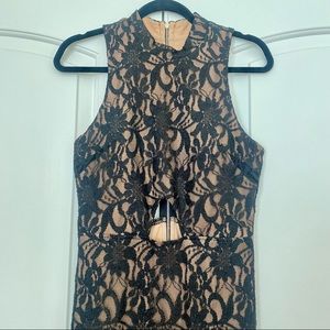 Black Lace Gown with Nude Lining